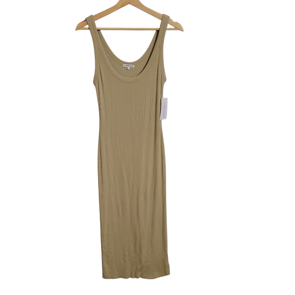 Cotton Citizen Beige Ribbed Midi Dress